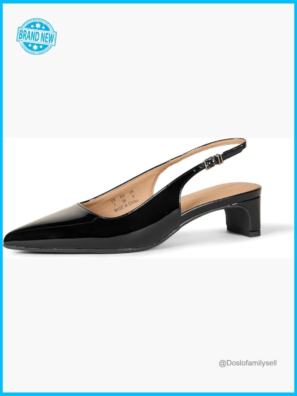 Women's Pointed Toe Slingback Block Heel with Memory Foam Insole